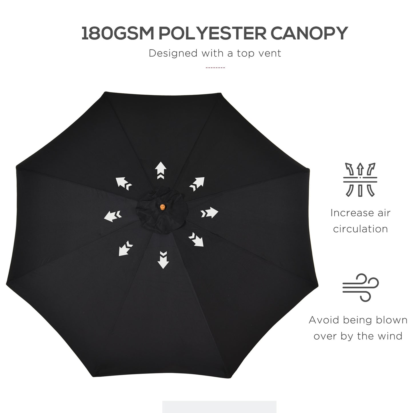 3(m) Garden Parasol, Pulley Operated Patio Umbrella