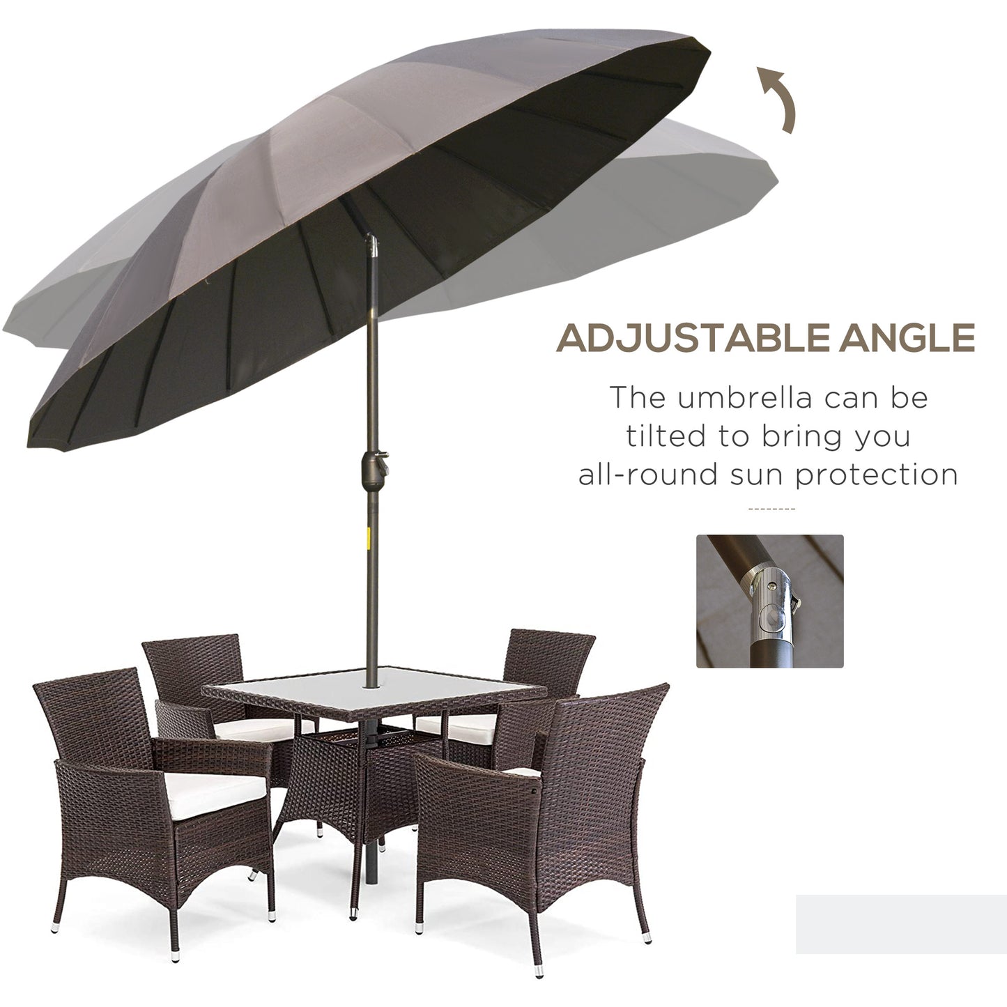 2.5m Shanghai Garden Parasol Umbrella with Crank & Tilt (1)
