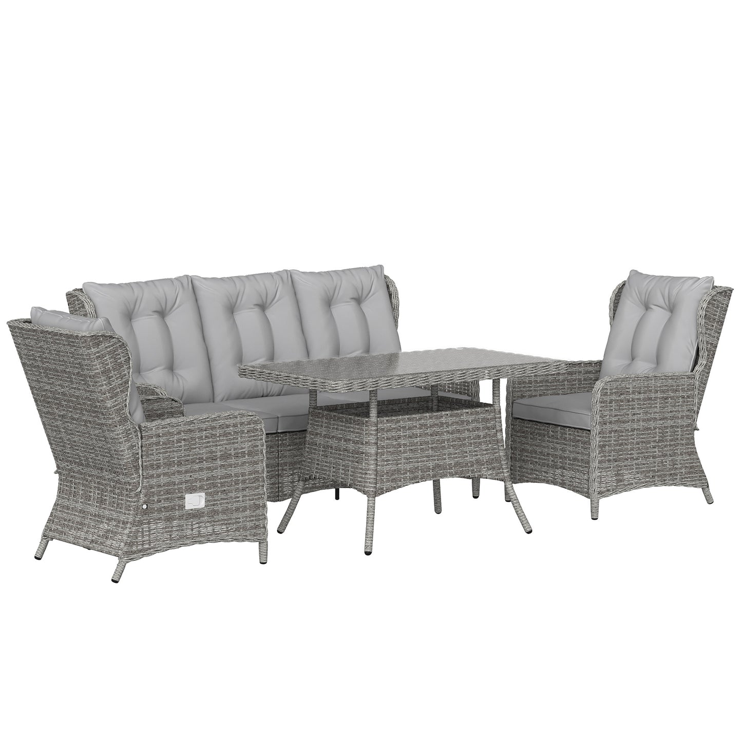 5 Seater Rattan Garden Furniture Set with Sofa, Reclining Chairs
