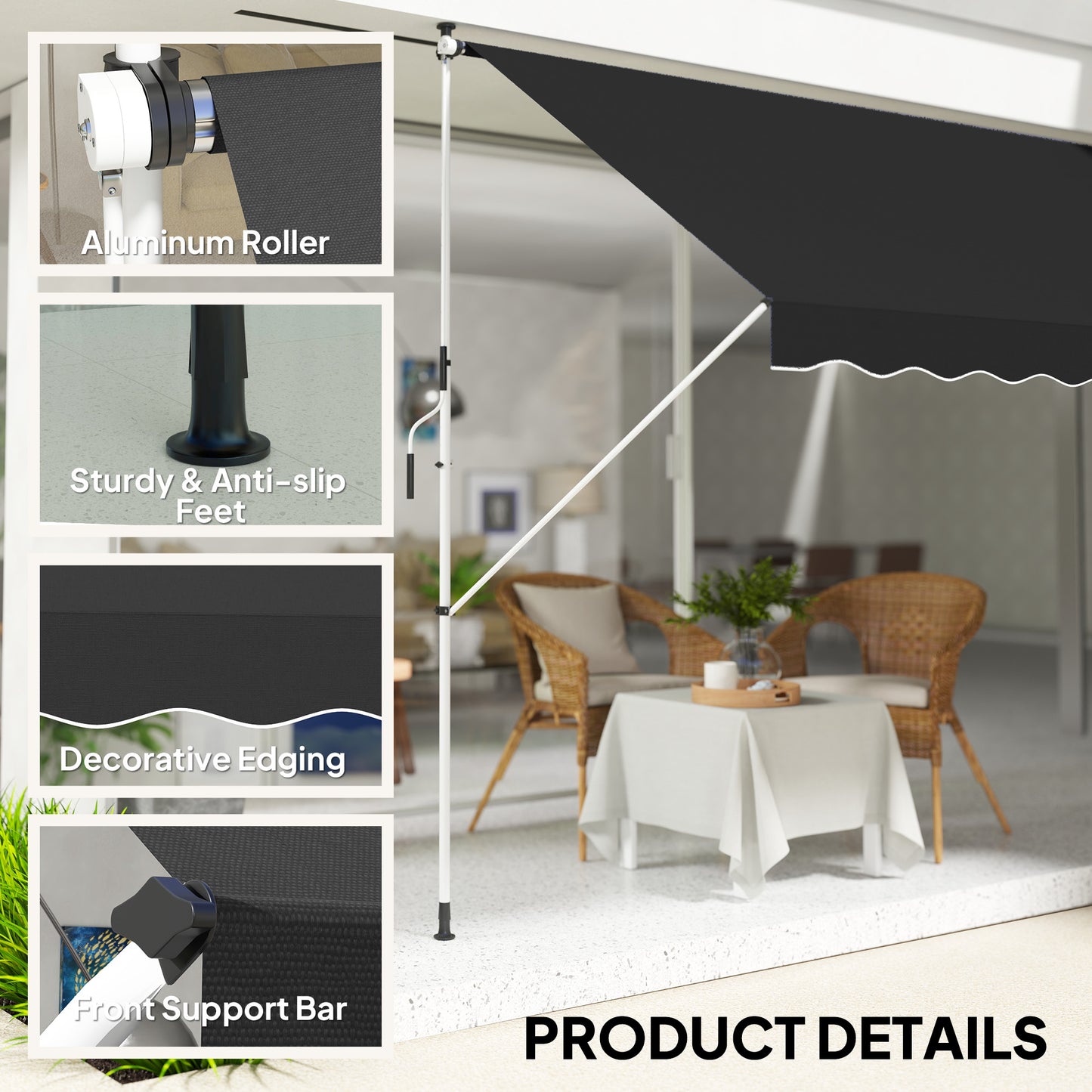 3x1.5m  Adjustable Outdoor Aluminium Frame Awning