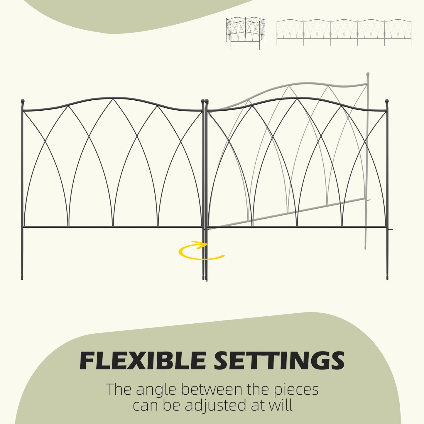 Set of Five 61.5cm Decorative Metal Fence Panels