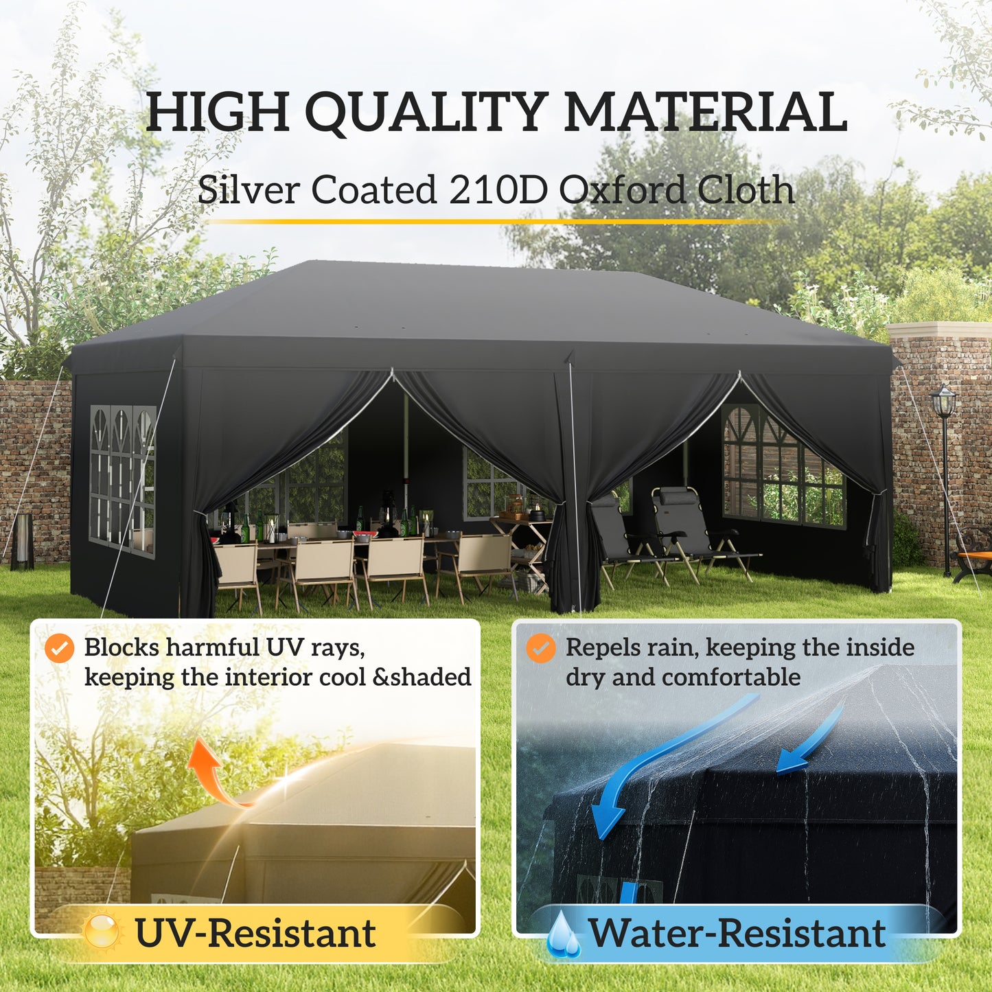 3 x 6 m Pop Up Gazebo with Sides and Windows