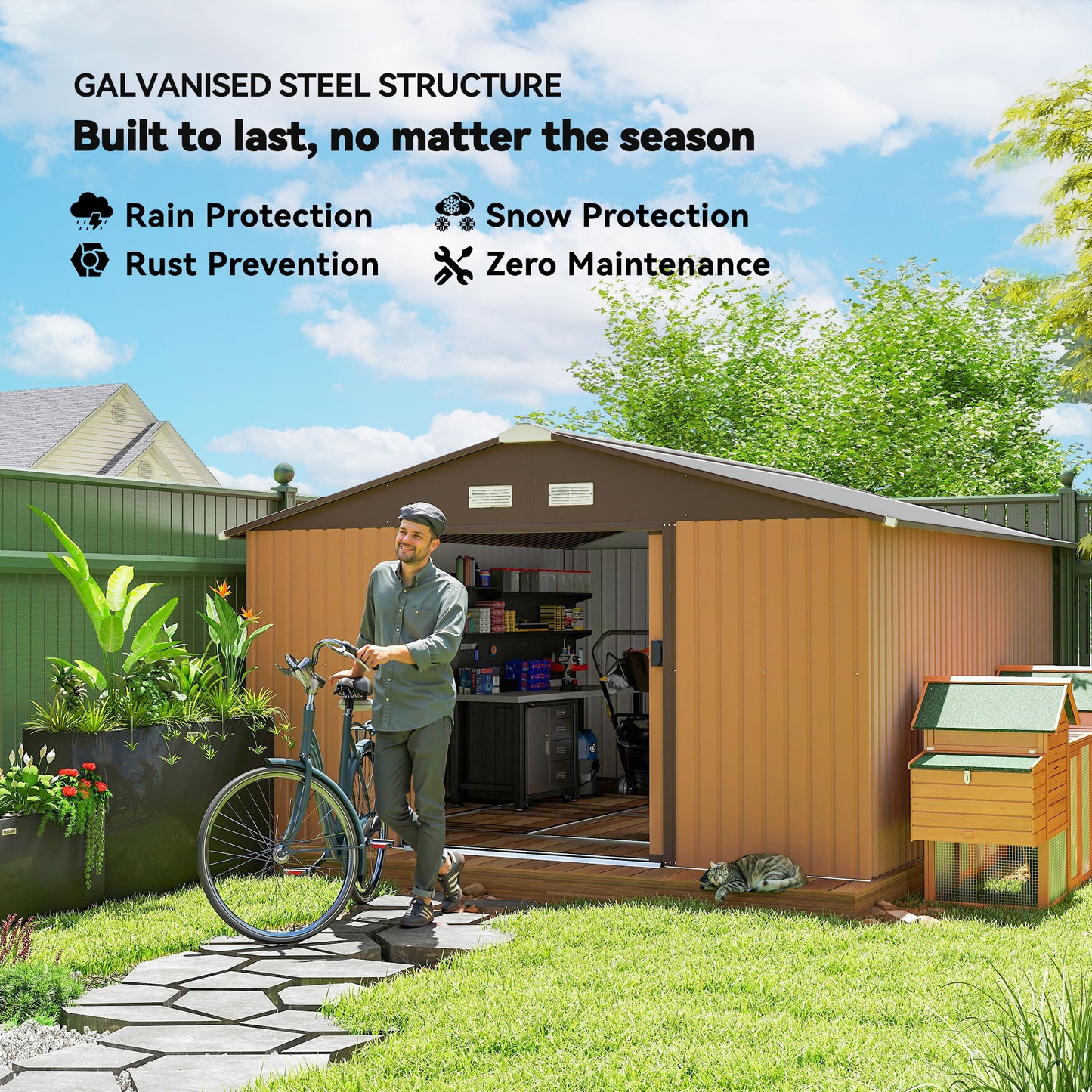 13 x 11ft Metal Garden Shed