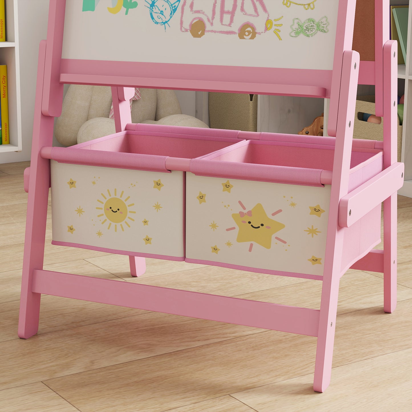 Art Easel for Kids, Double-Sided Whiteboard/Blackboard