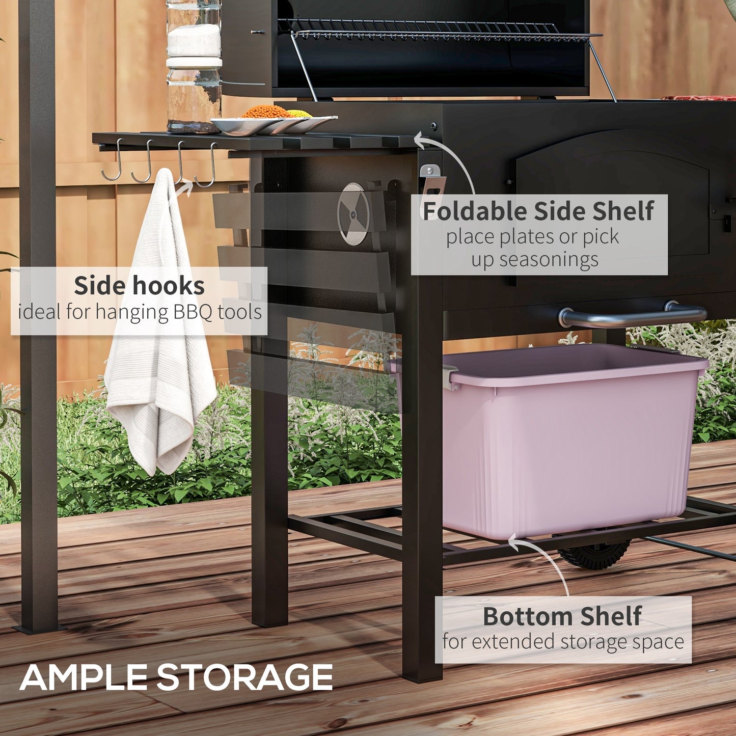 3-in-1 Charcoal BBQ, with Shelves