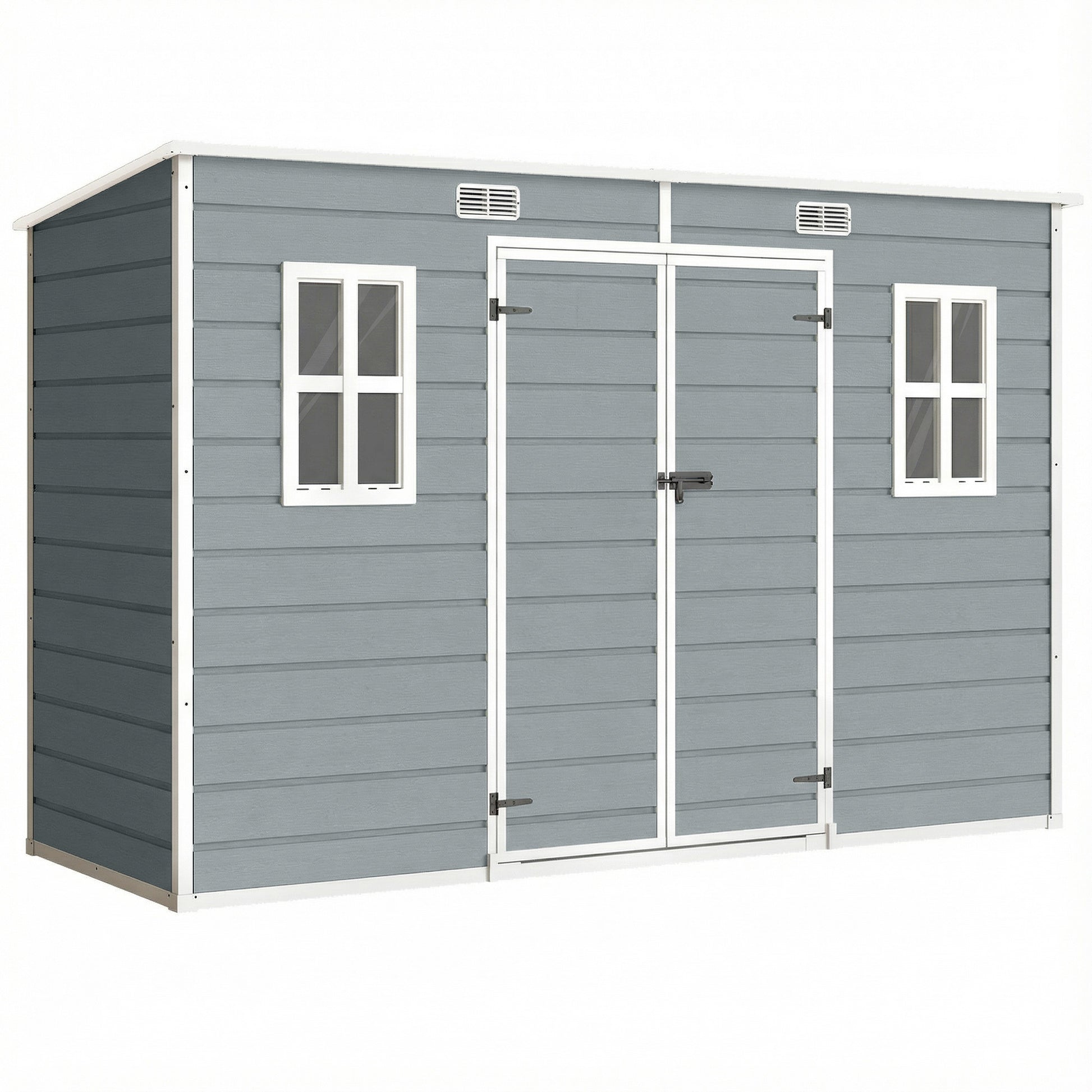 10 x 4 ft Resin Garden Shed, Outdoor Storage Shed with Floor