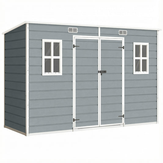 10 x 4 ft Resin Garden Shed, Outdoor Storage Shed with Floor