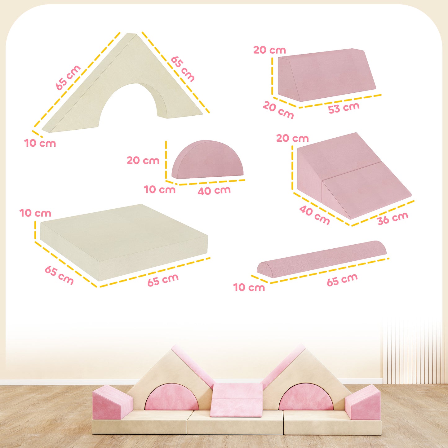 Kids Play Sofa, 12 Pieces Foam Modular Soft Play Set for Playroom