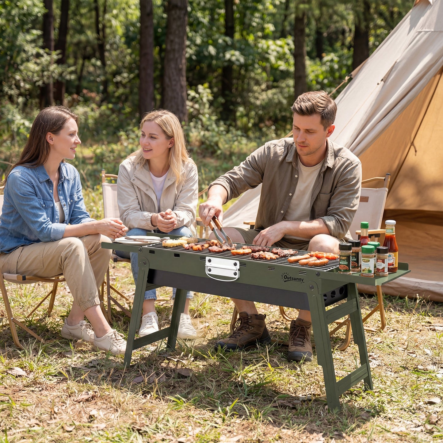Portable BBQ Grill, Foldable Charcoal Grill for Camping and Picnics