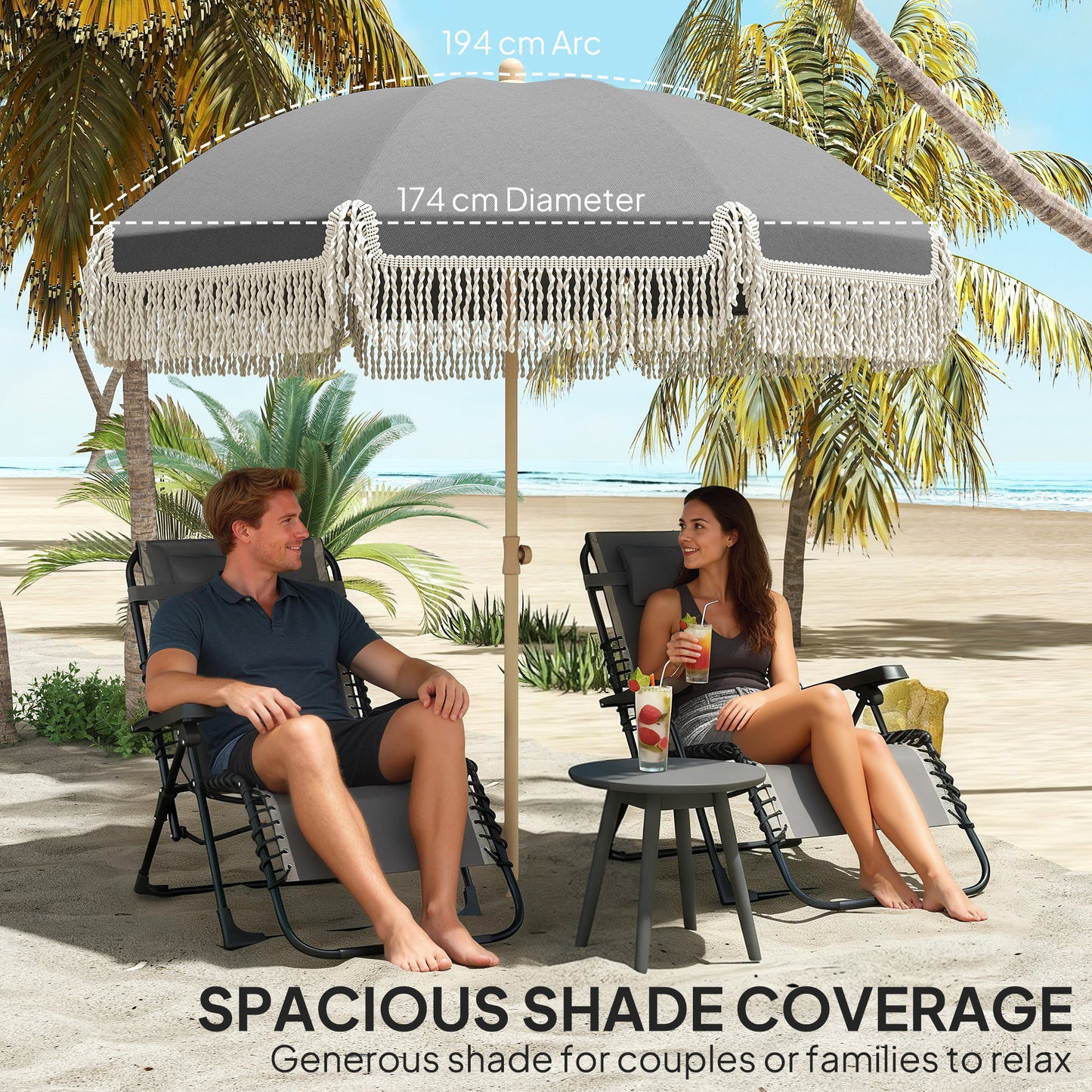 1.7 m Beach Umbrella with Sand Anchor