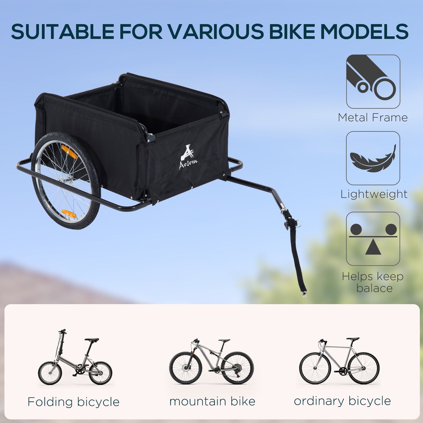 Two-Wheel Bicycle Large Cargo Wagon Trailer Oxford Fabric (1)