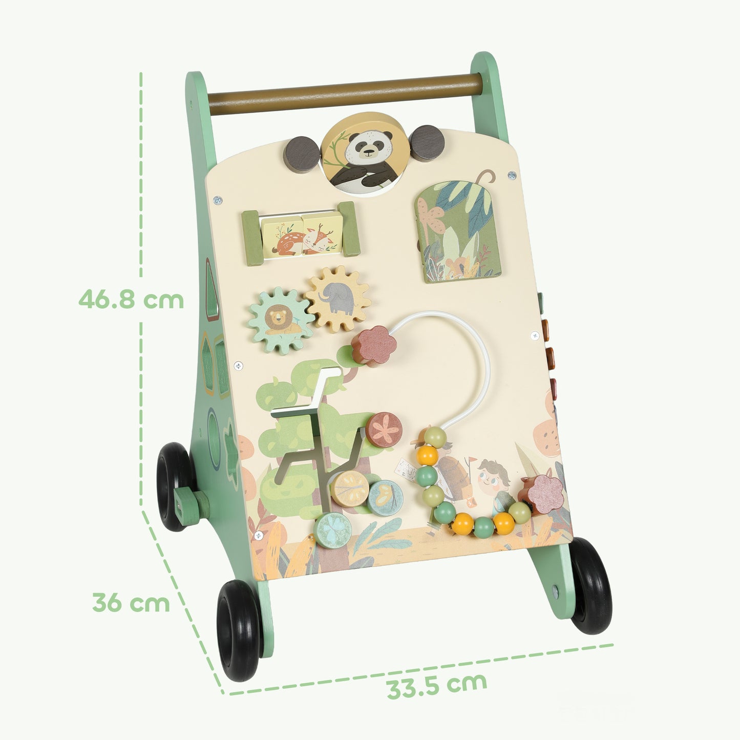 Wooden Baby Walker, Push Along Walker Toys with Speed Control