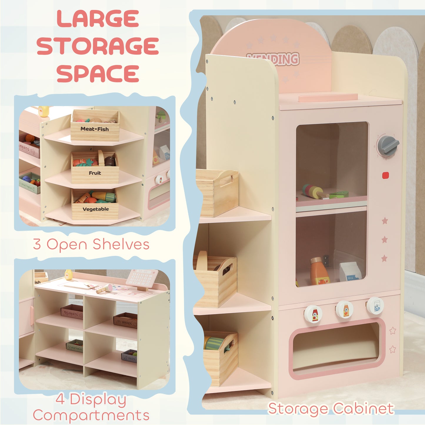 Kids Grocery Store, Children Supermarket Playset with Cash Register