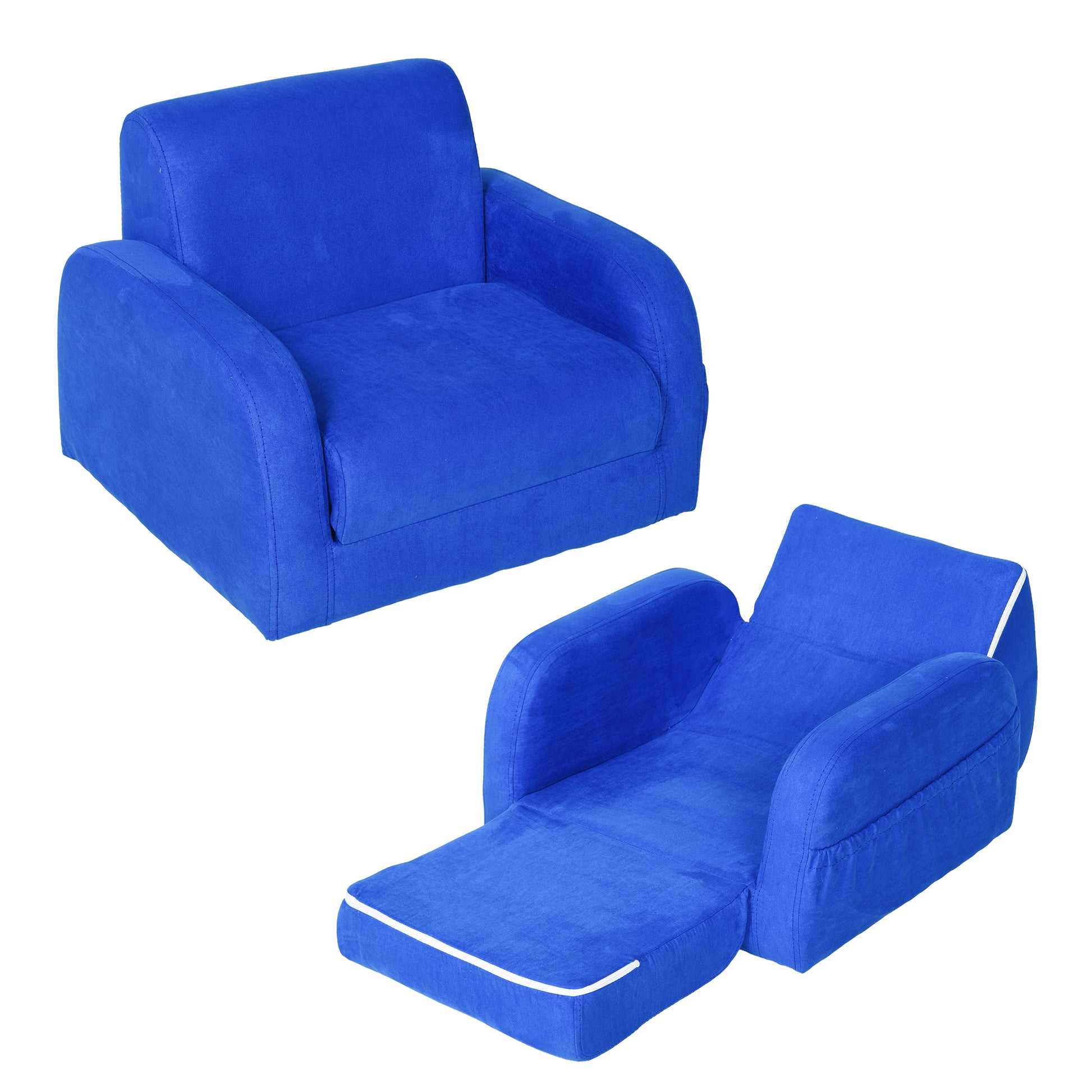 2 In 1 Kids Armchair Sofa Bed Fold Out Padded Wood Frame Bedroom