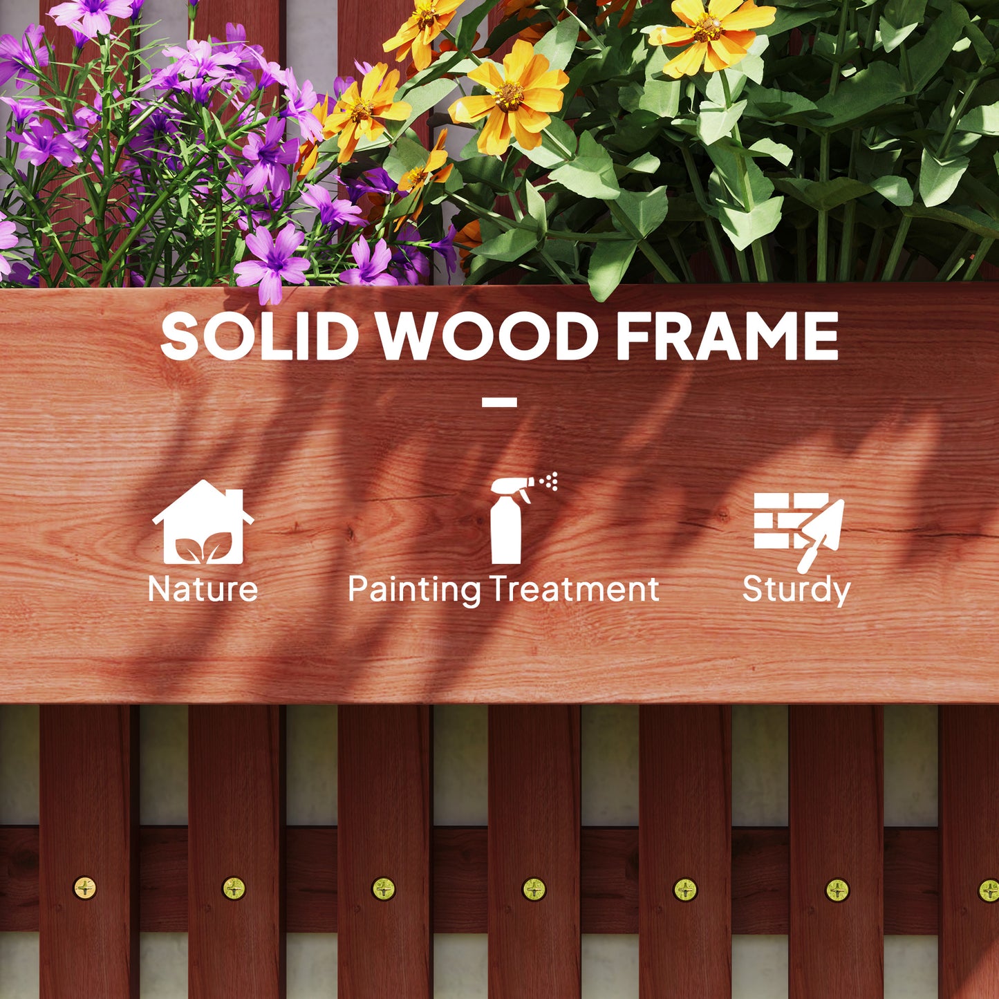 Wall-mounted Wooden Garden Planters with Trellis