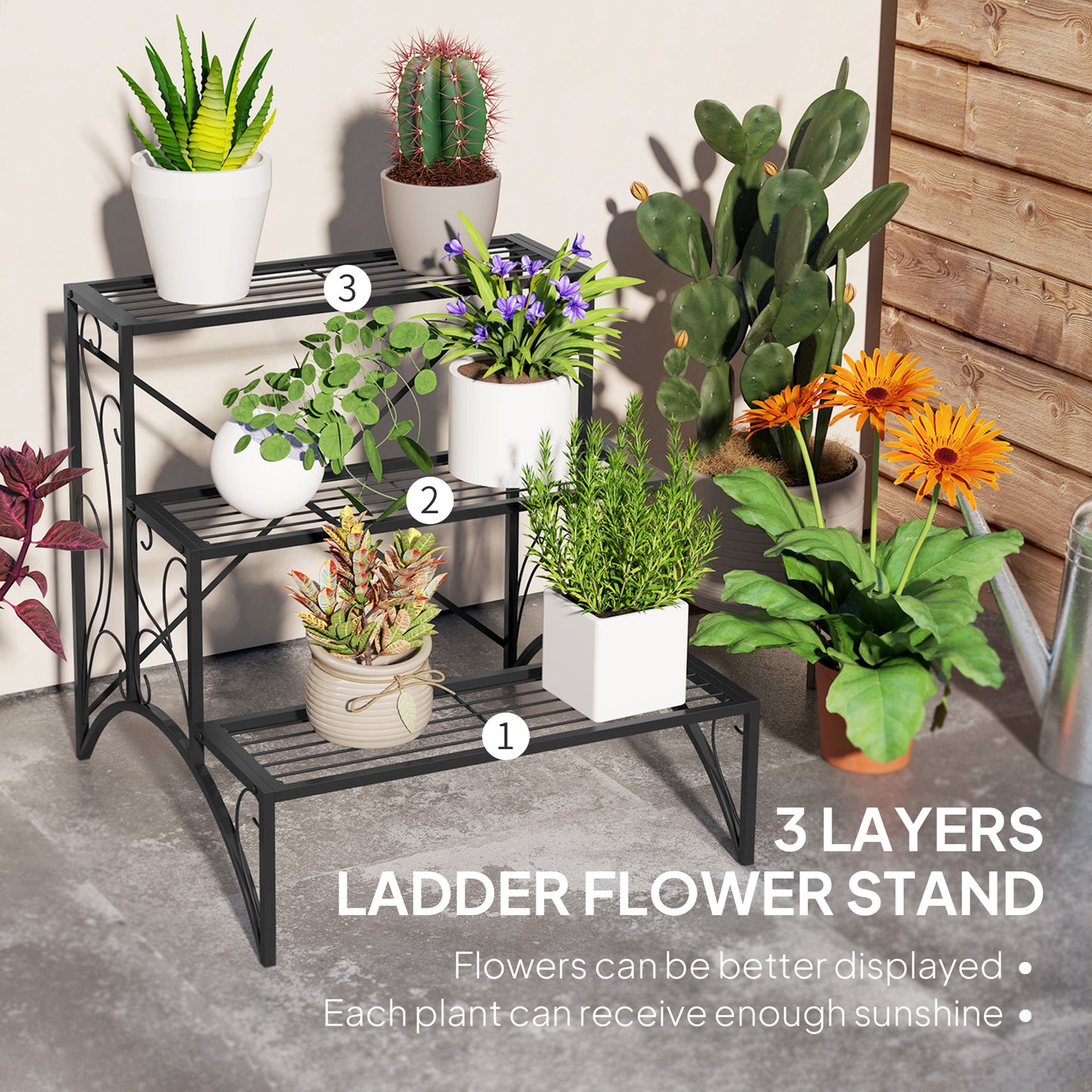 Three-Tier Decorative Metal Plant Stand