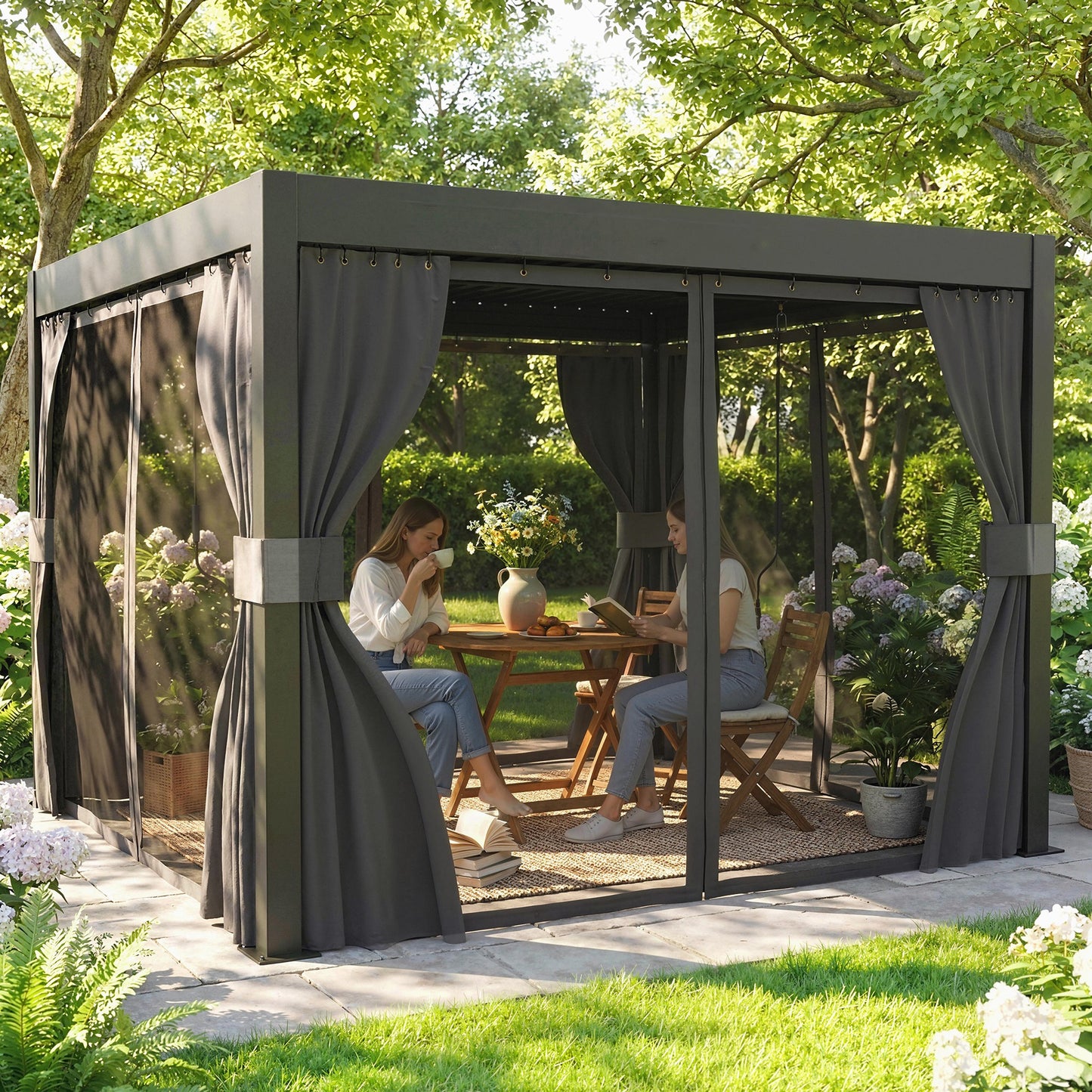 3 x 3 m Louvered Pergola with Adjustable Metal Louvred Roof