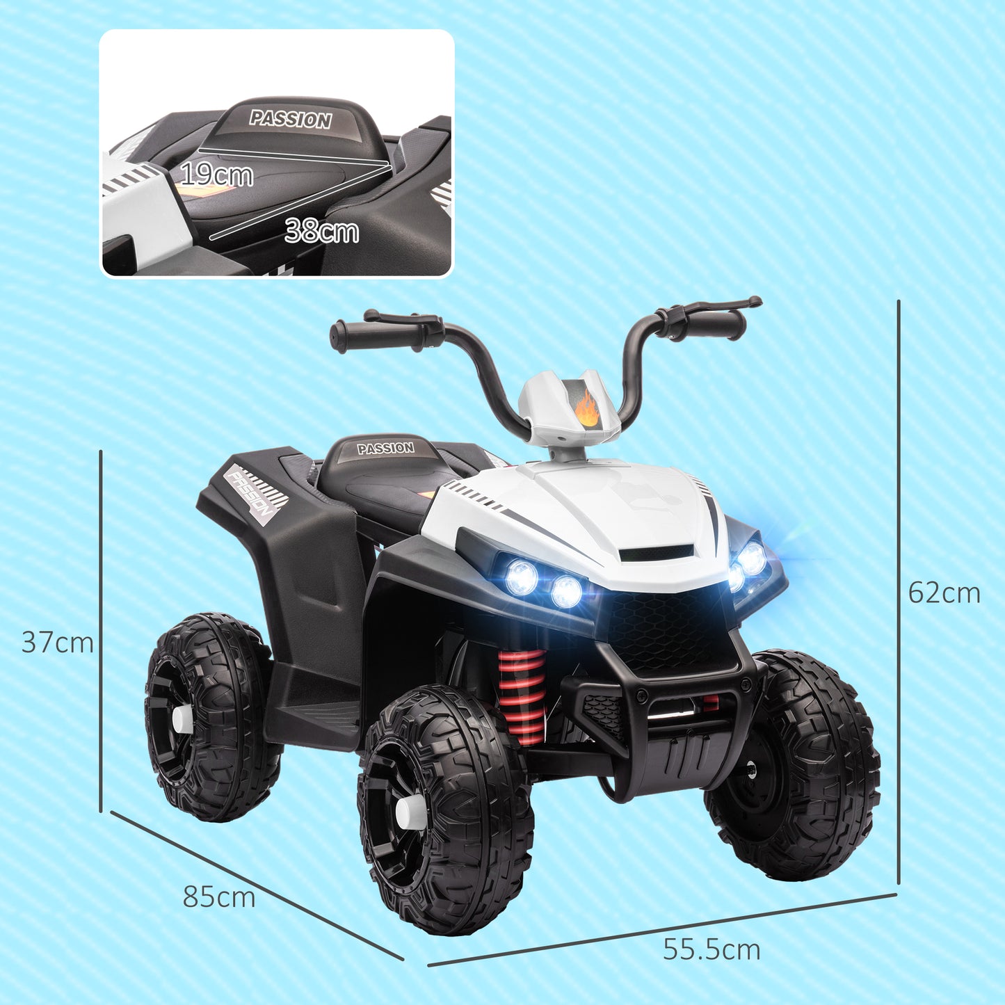 12V Kids Electric Quad Bike w/ Spring Suspension System, Forward