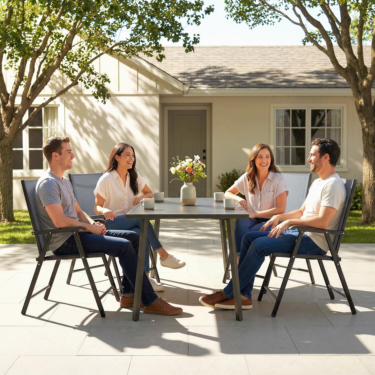 Folding Garden Chairs , Foldable Garden Dining Chairs with High Back