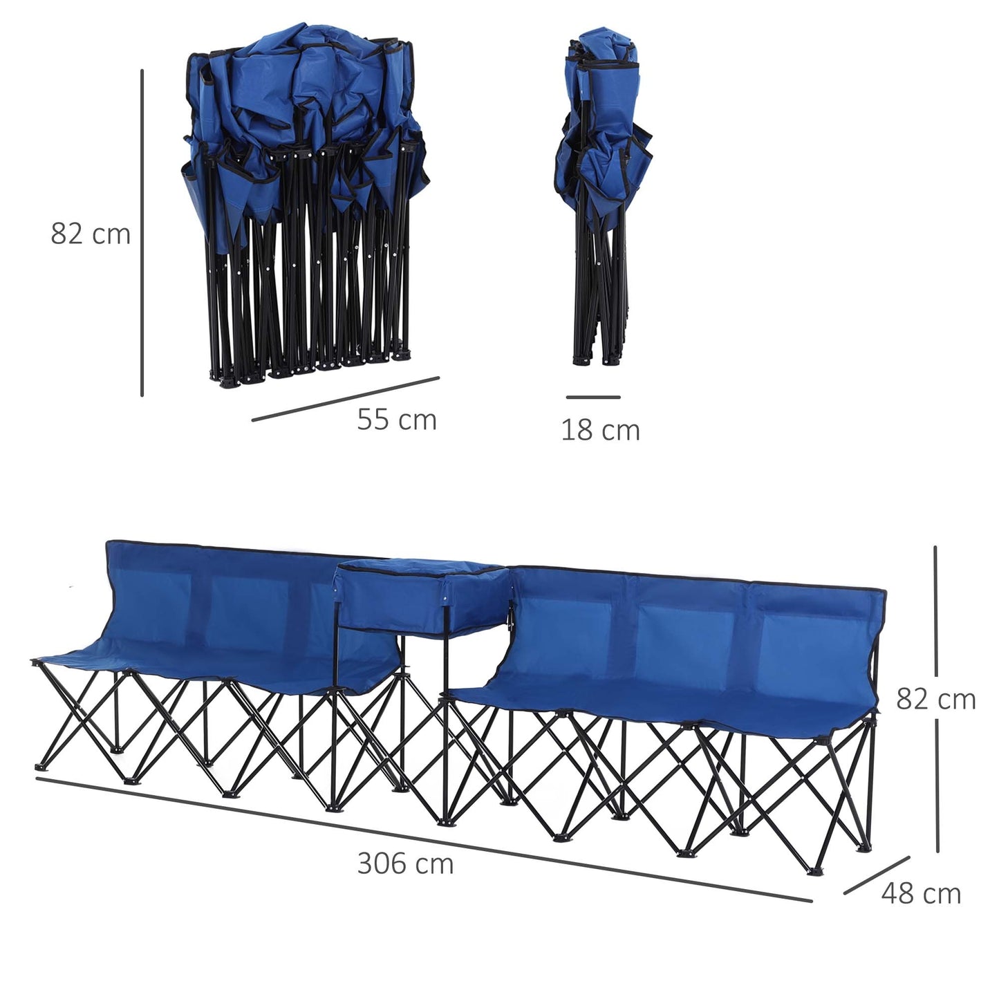 6 Seat Folding Sports Bench Portable Sports Team Bench Spectator
