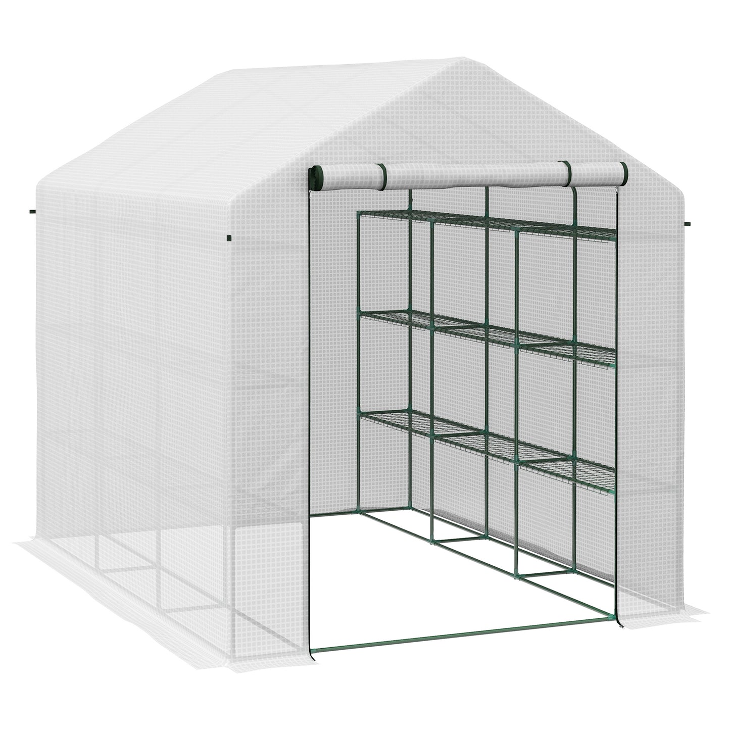 8 x 6ft Walk-In Greenhouse, with Shelves