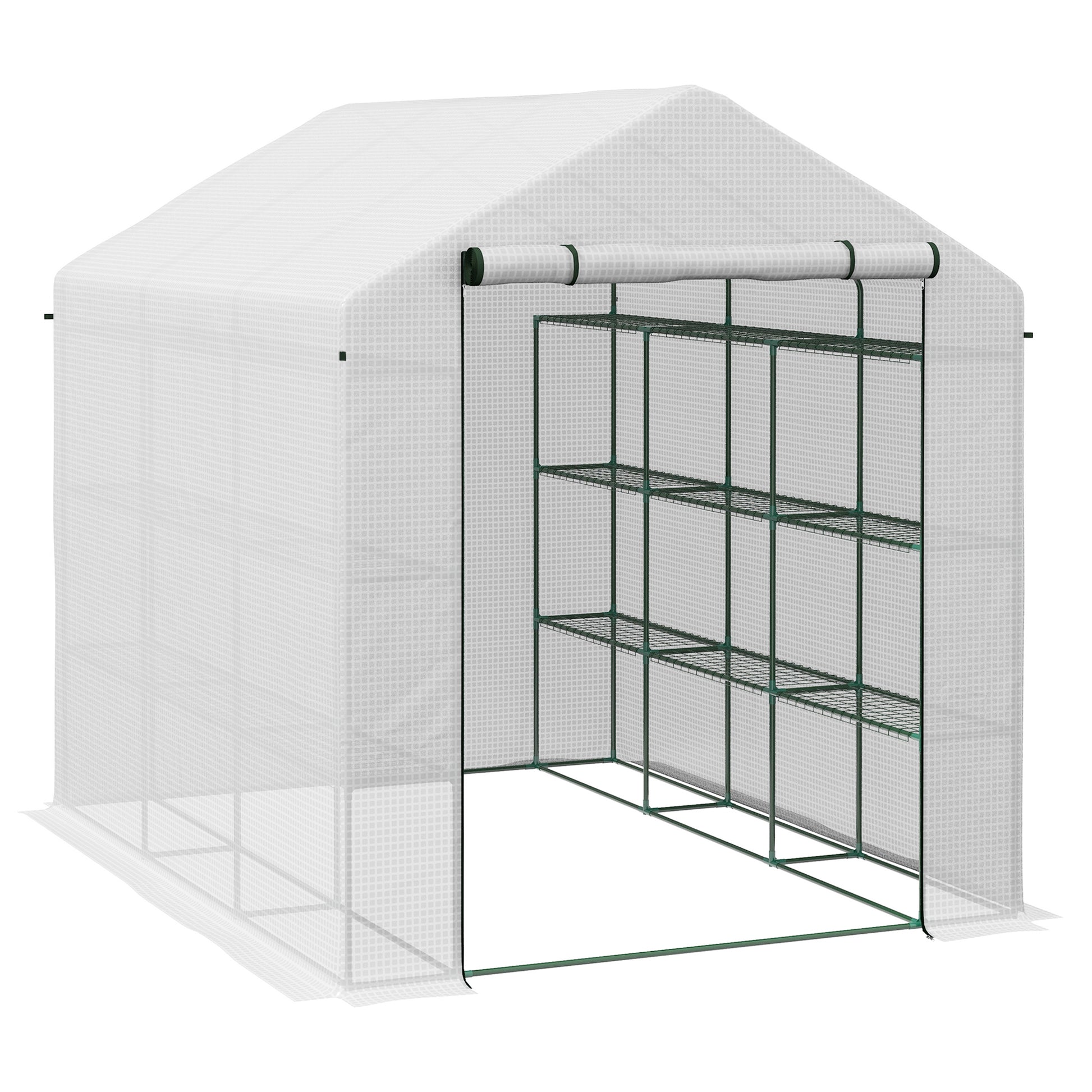 8 x 6ft Walk-In Greenhouse, with Shelves