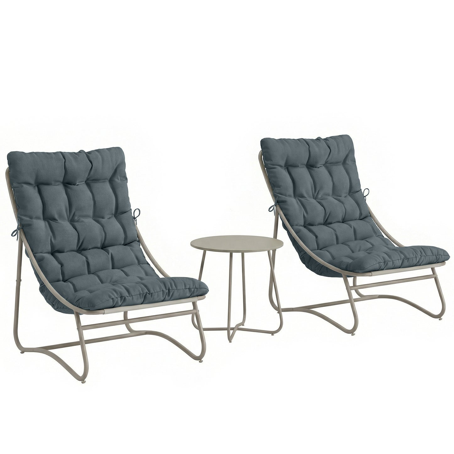 3 Piece Garden Bistro Set, Round Outdoor Bistro Table and Chairs Set