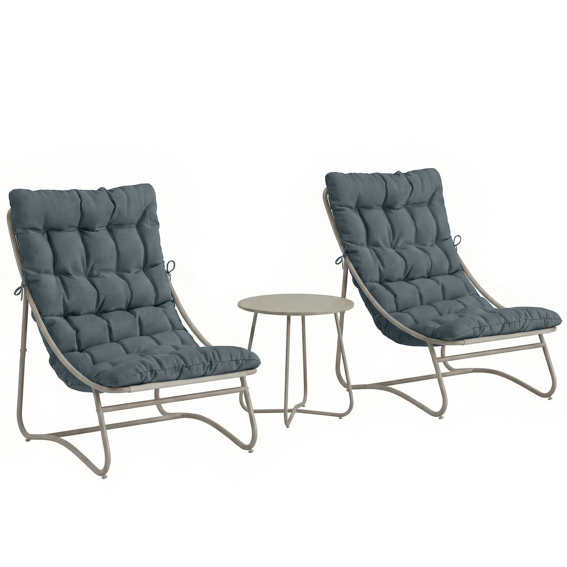 3 Piece Garden Bistro Set, Round Outdoor Bistro Table and Chairs Set