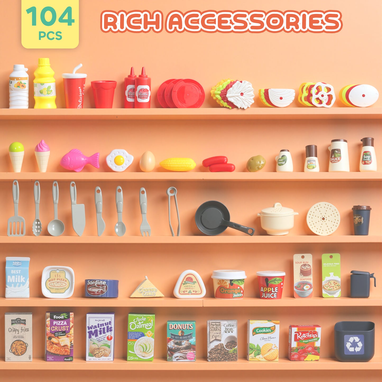 Pretend Play Kitchen Set with Realistic Lights & Sounds