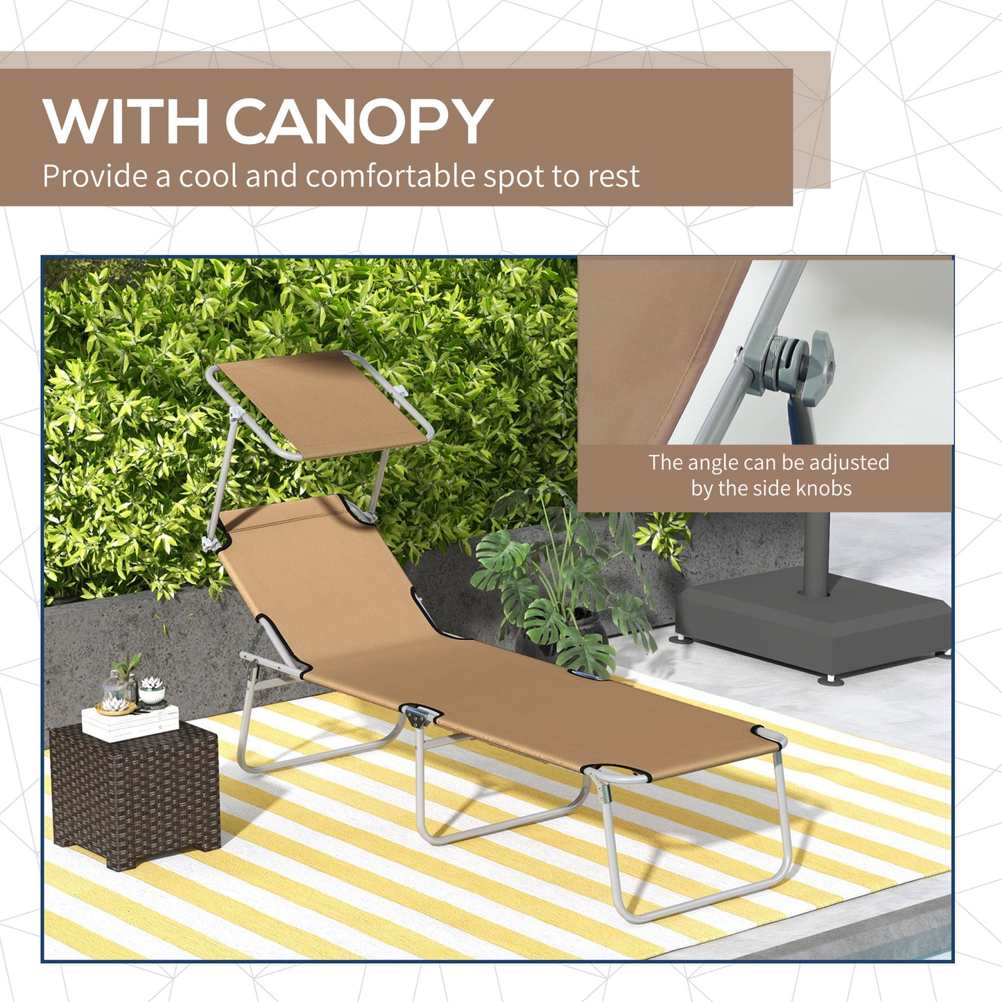 Sun Lounger, with Adjustable Face Canopy