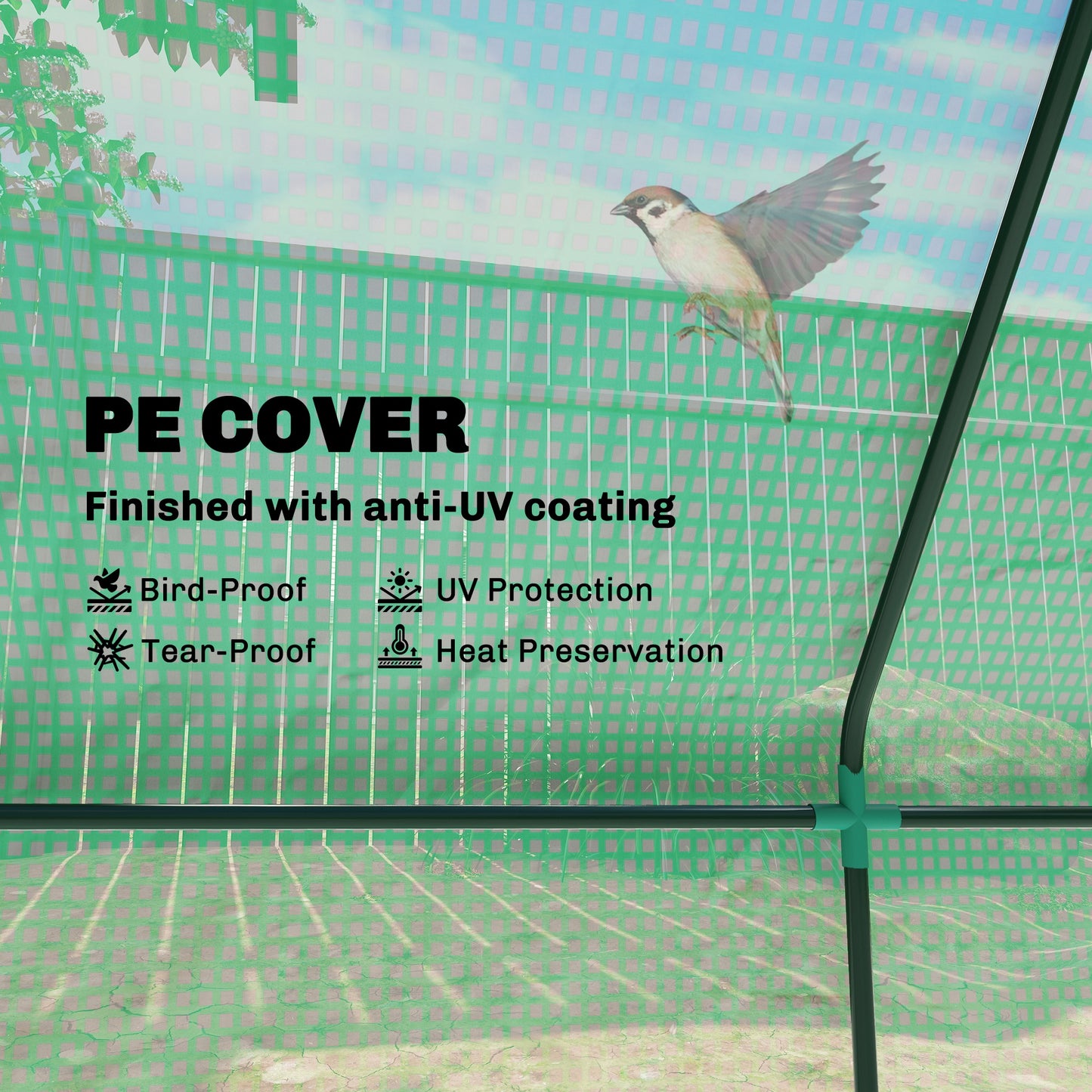 Portable Small Polytunnel, Mini Greenhouse with Mesh Windows