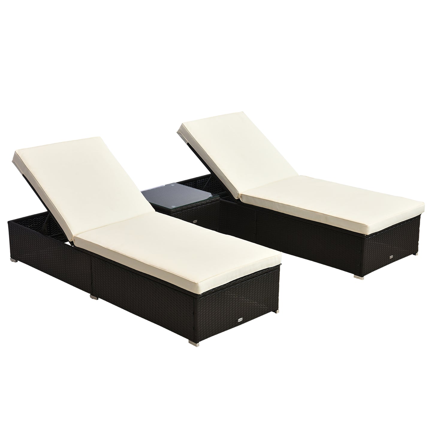 2-Seater Rattan Lounger Set-Deep Coffee/Cream