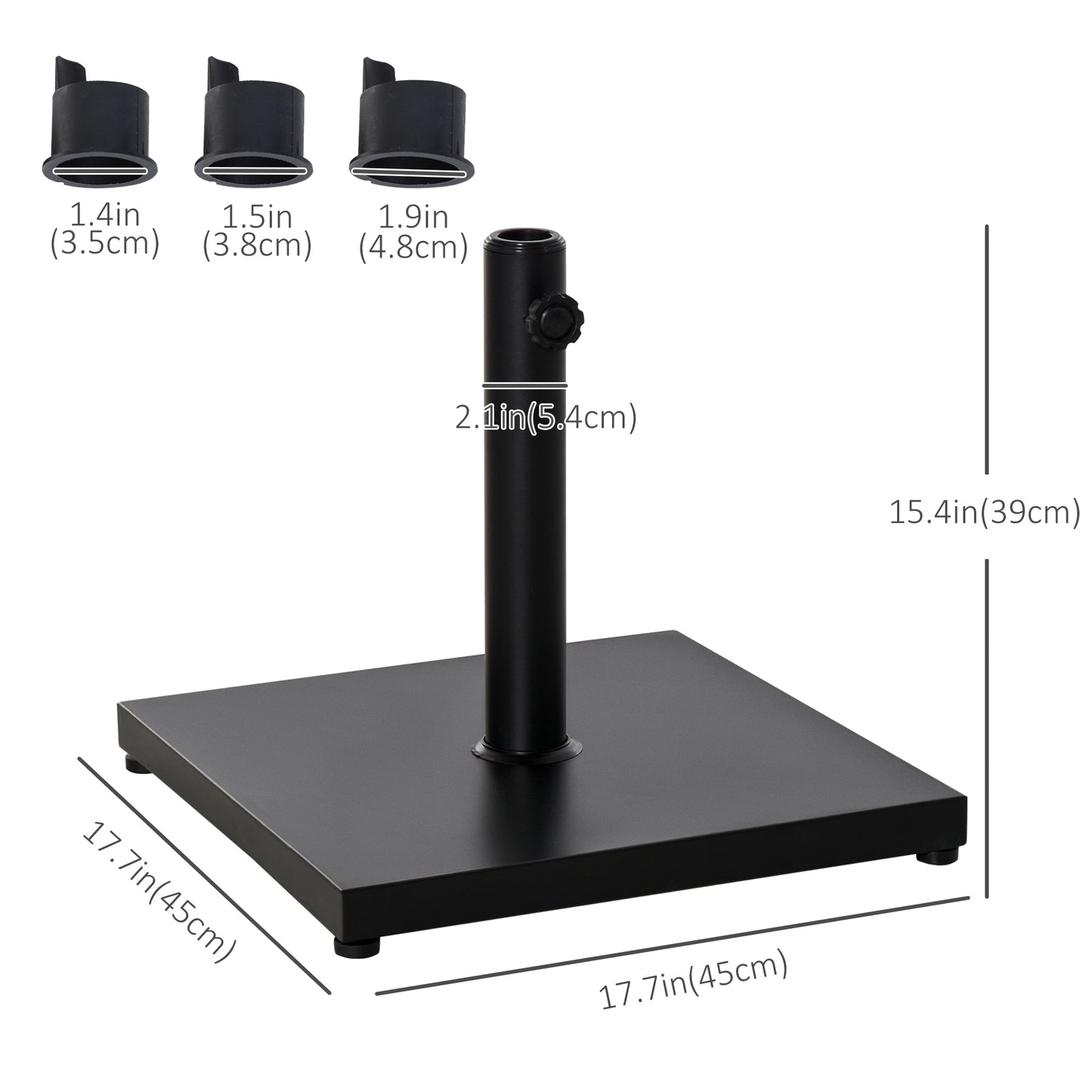 Φ35/38/48MM 18KG Steel Square Parasol Stand Base w/ Adjustable Knob