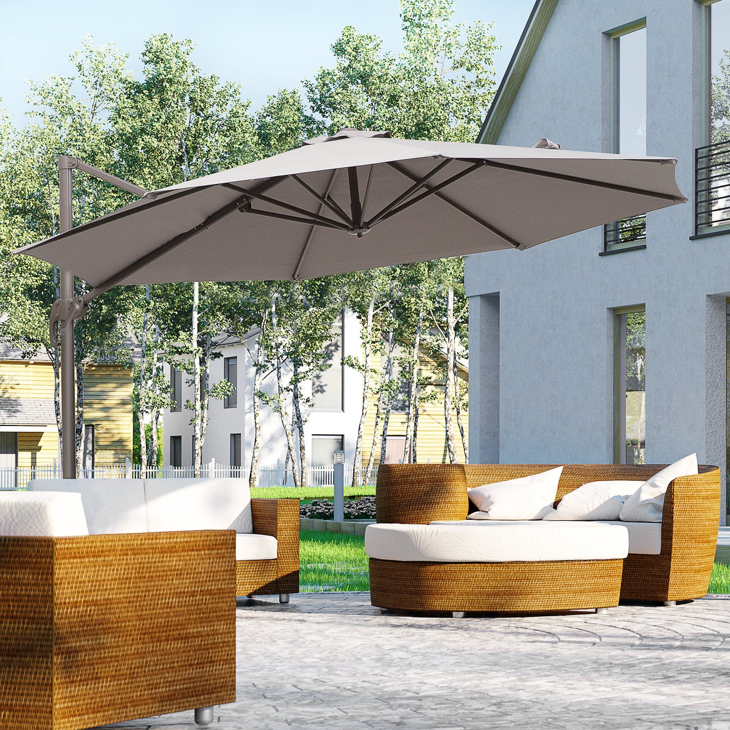 3m Cantilever Aluminium Frame Outdoor Garden Parasol
