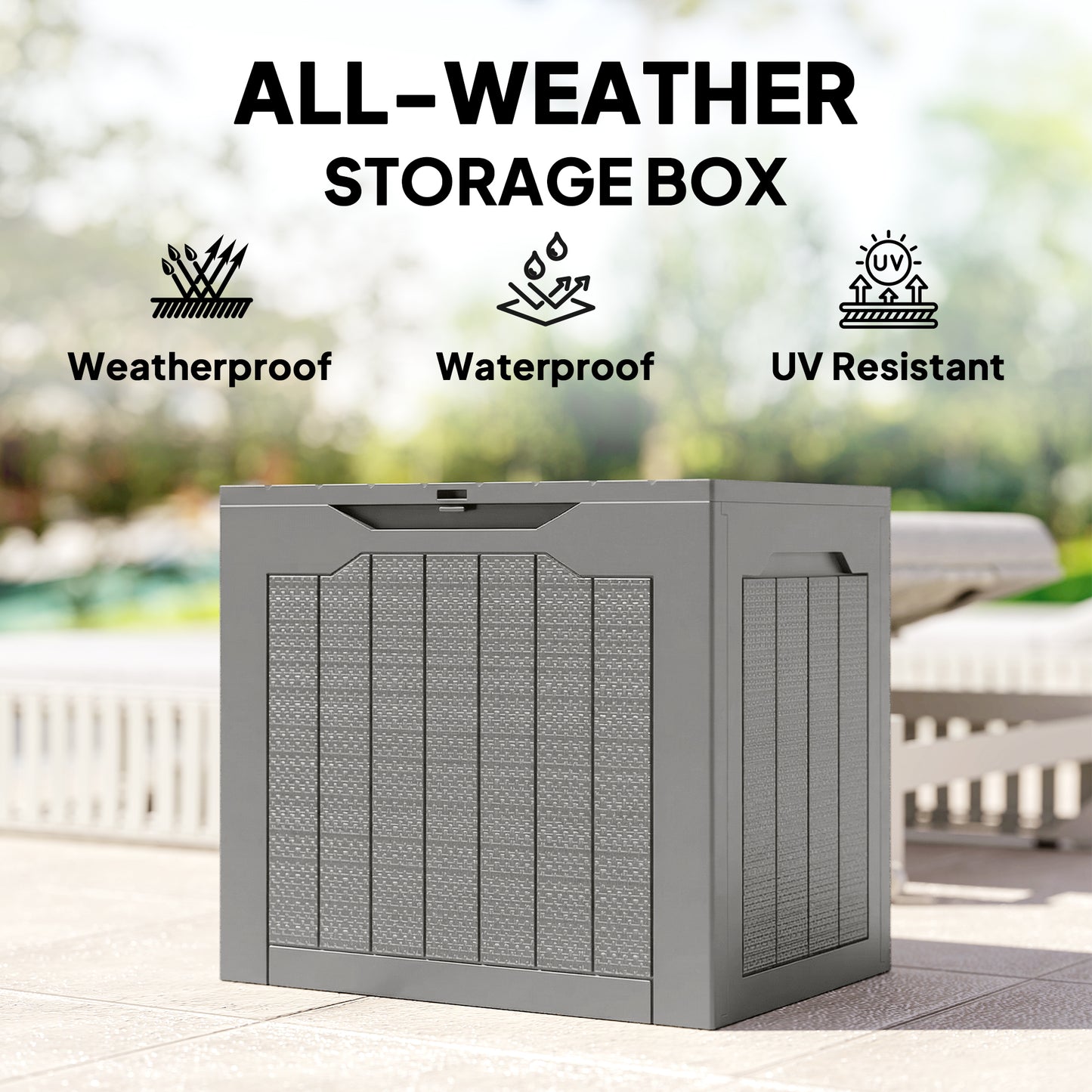 93L Plastic Garden Storage Box, Outdoor Storage Box with Handles