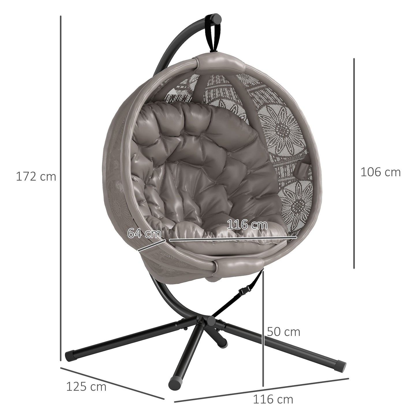 Round Egg Basket Chair, with Steel Stand