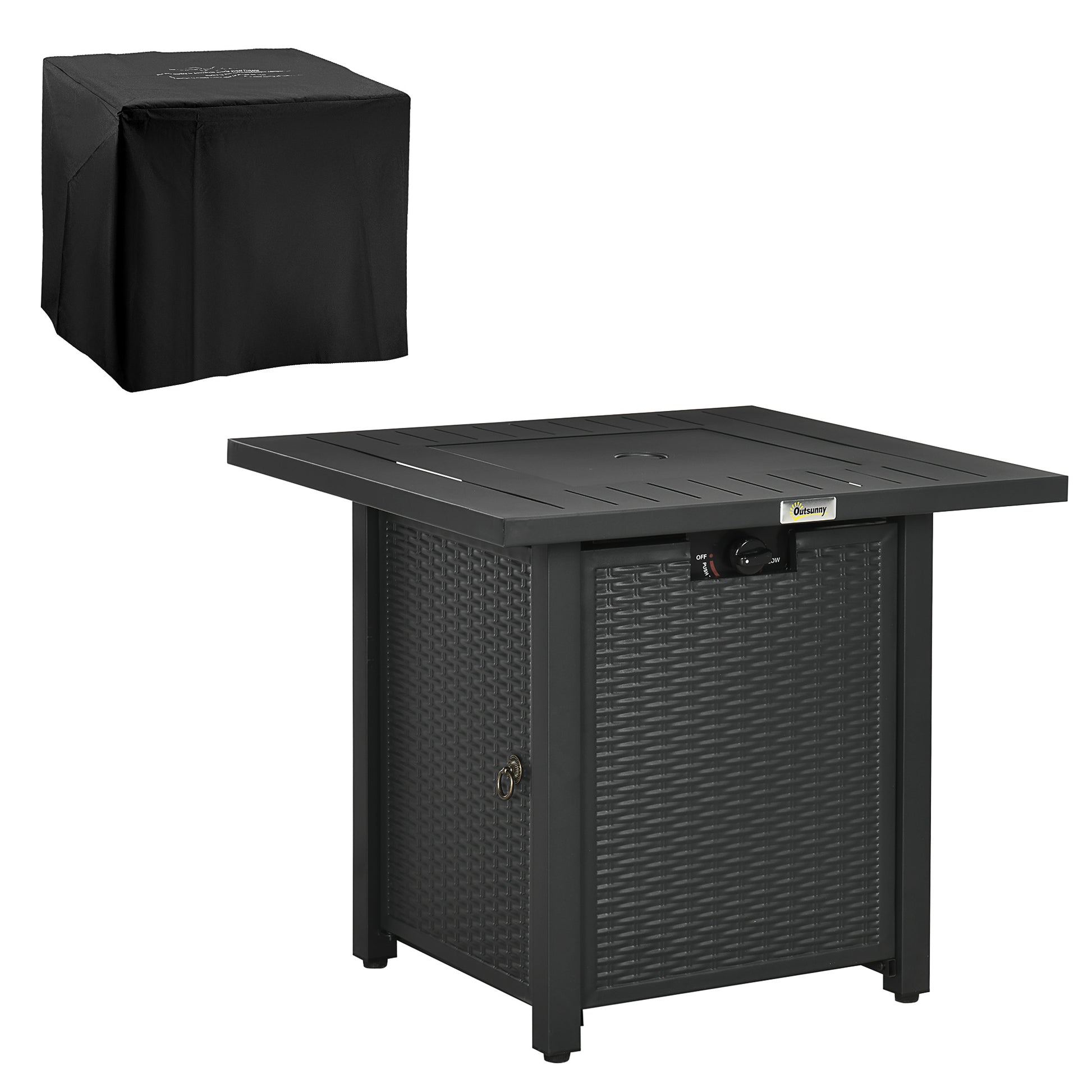 Rattan-style Propane Gas Fire Pit Table with 40,000 BTU Burner