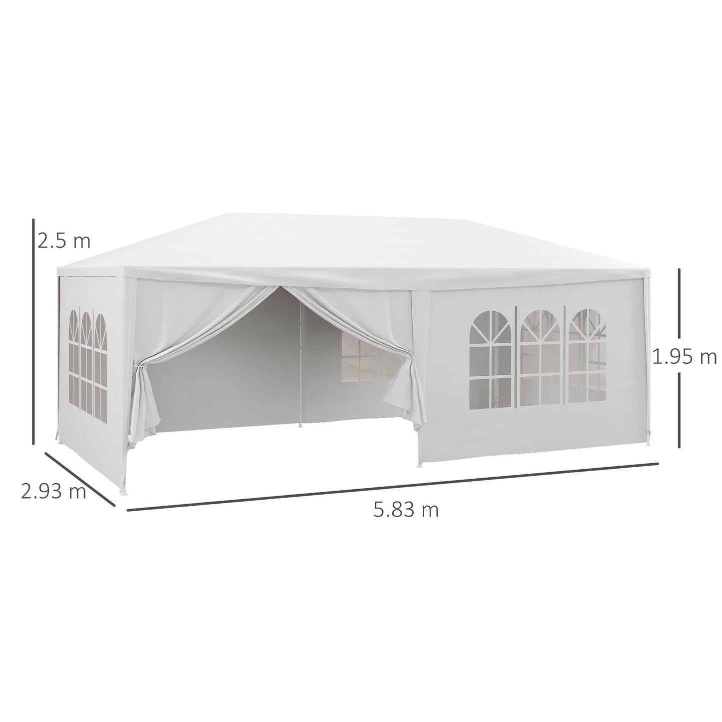 6 x 3 m Party Tent Wedding Gazebo Outdoor Waterproof PE Canopy Shade