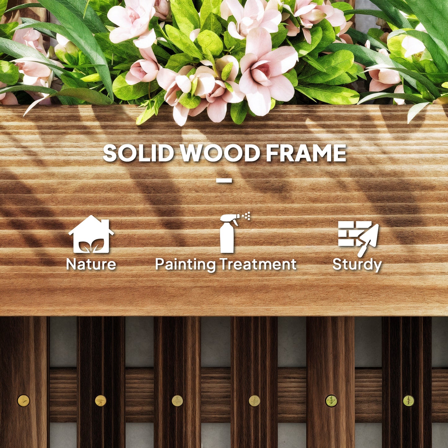 Set of 2 Wall-mounted Wooden Garden Planters with Trellis