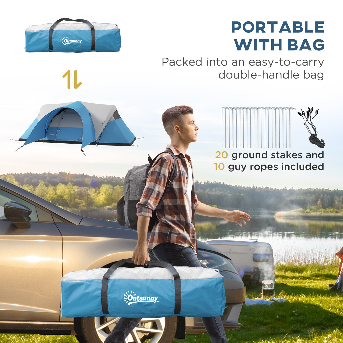 3000mm Waterproof Camping Tent for 5-6 Man