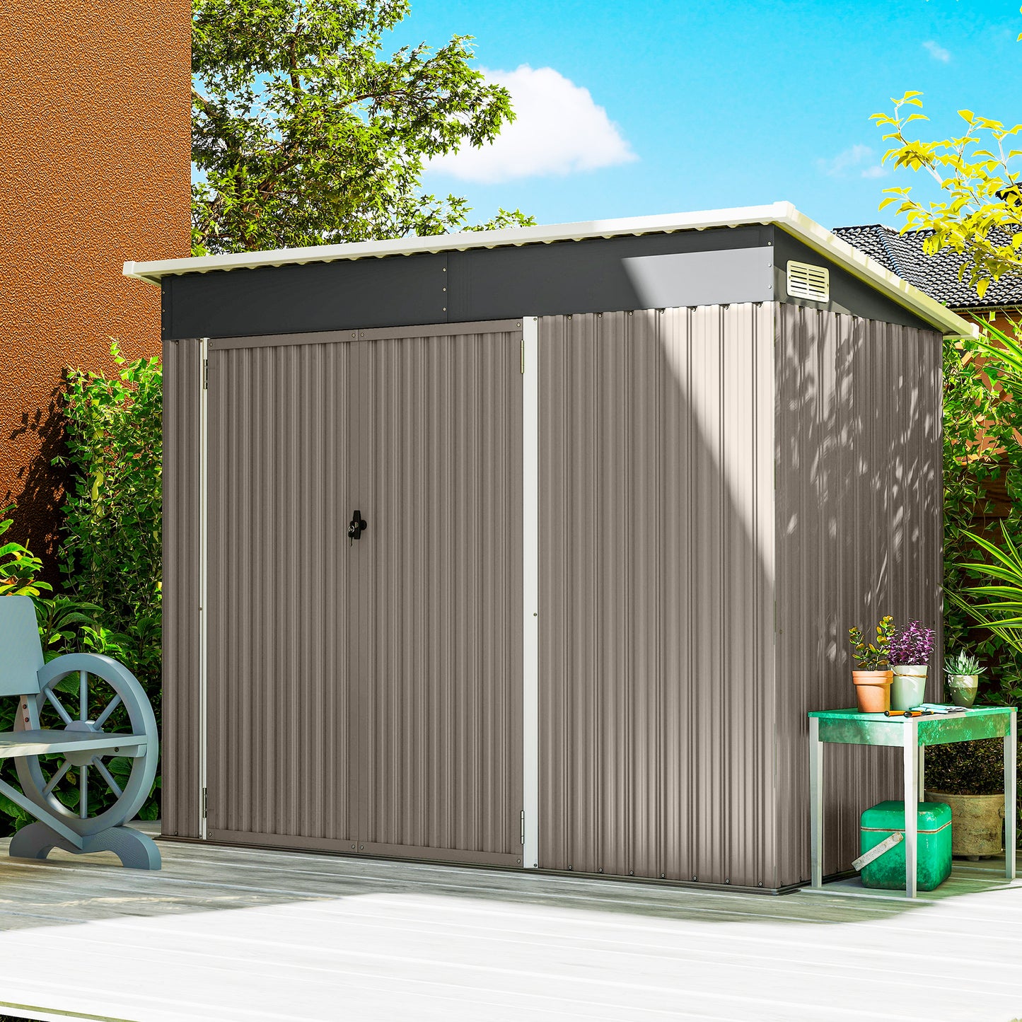 7.5 x 4.3ft Metal Garden Storage Shed