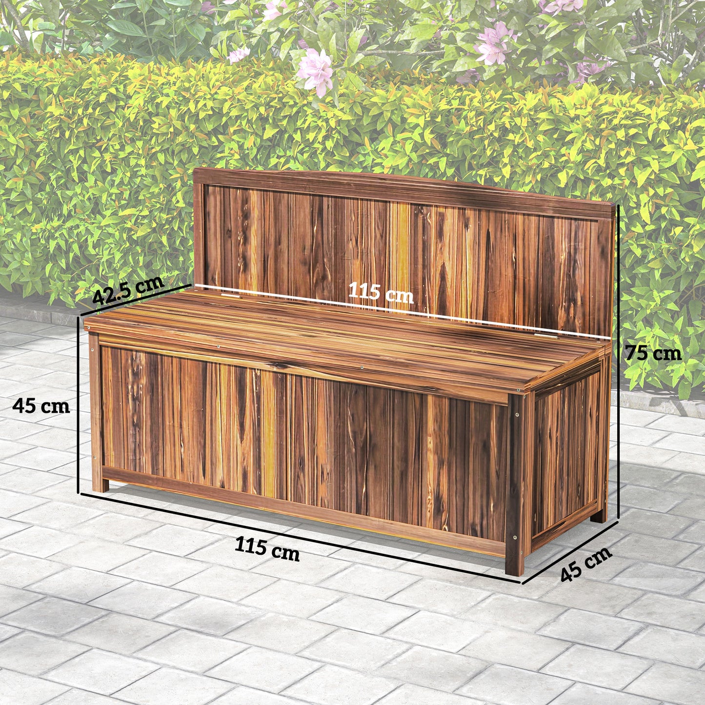 Wood Storage Bench for Patio Furniture, Outdoor Garden Seating Tools