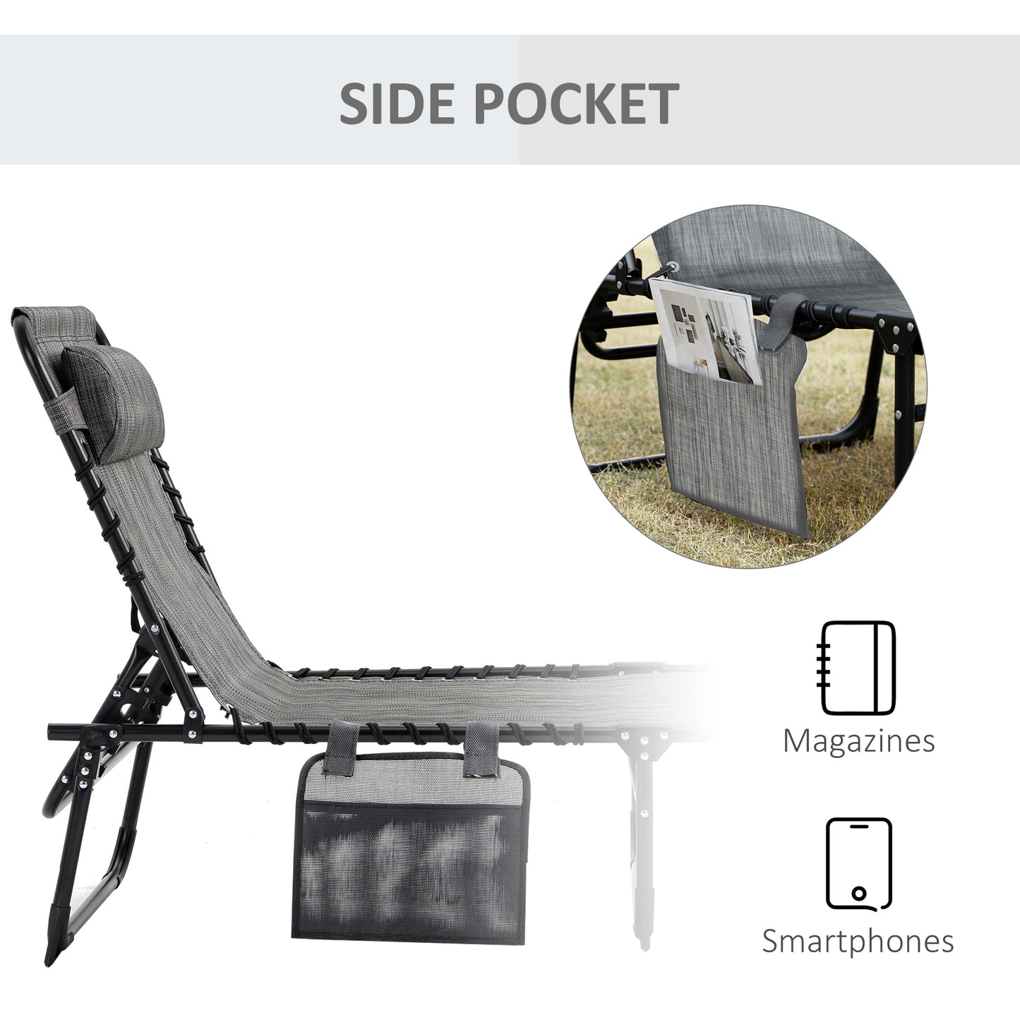 Portable Sun Lounger, Folding Camping Bed Cot