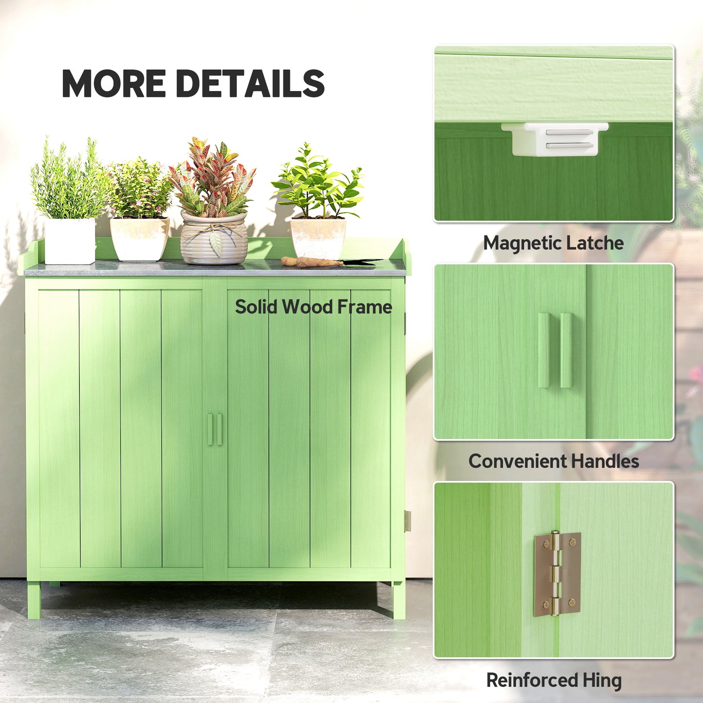 Wood Garden Storage Cabinet, Outdoor Tool Shed