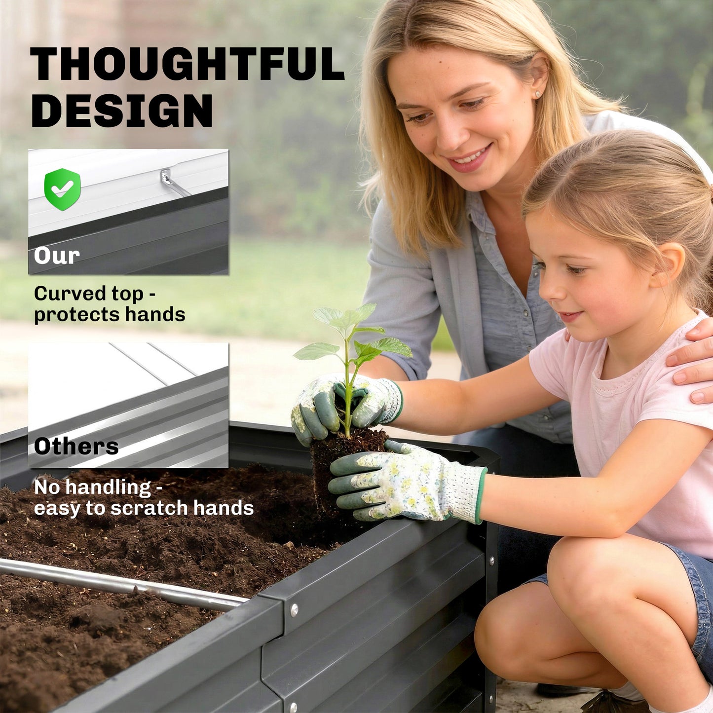 Rectangle Raised Garden Bed Box with Weatherized Steel Frame