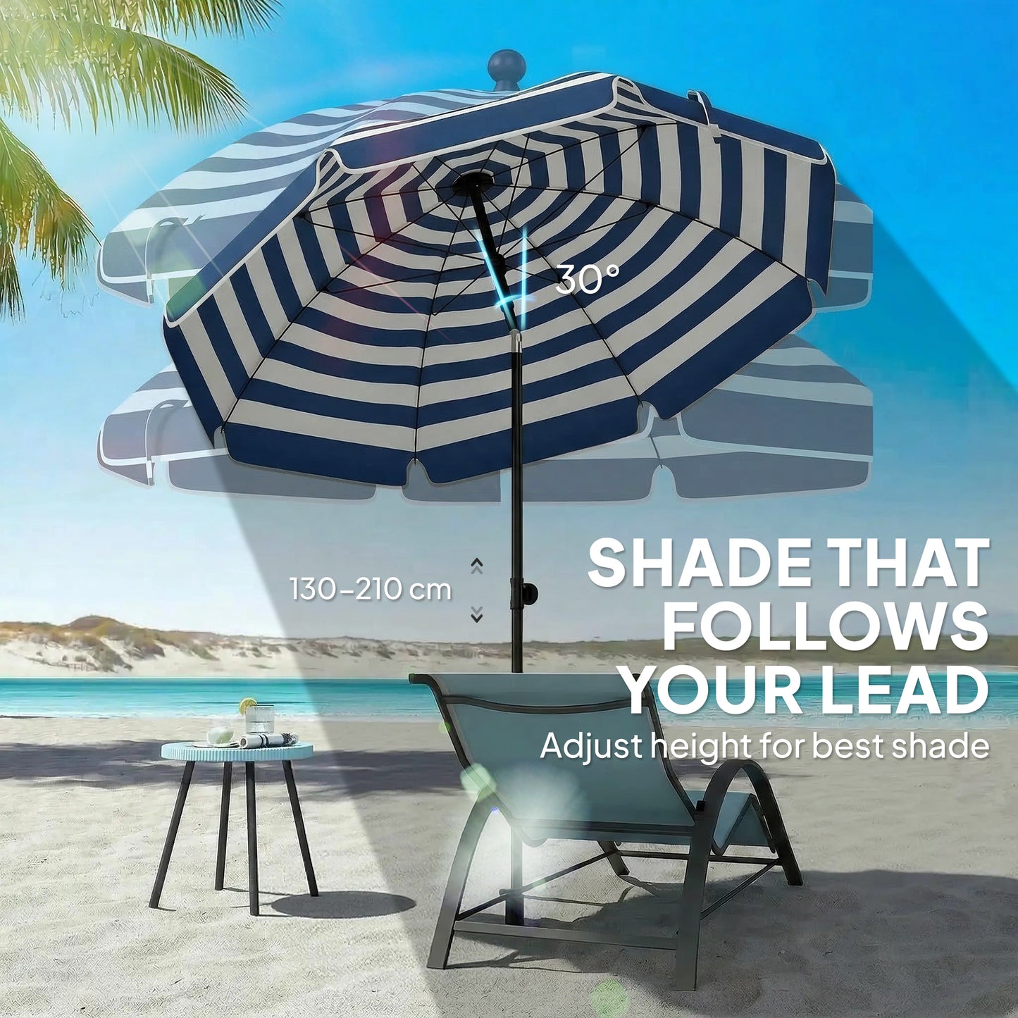 1.8 m Beach Umbrella Parasol with Sand Anchor (3)