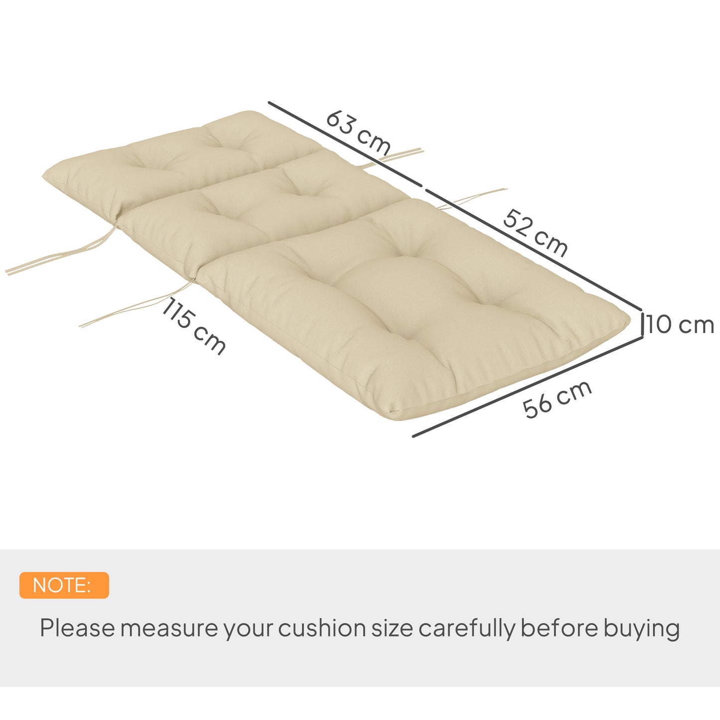 115 x 56cm Rocking Chair Padded Seat Cushion