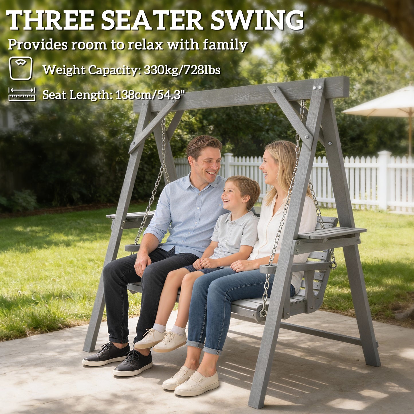 Three-Seater Wooden Swing Bench