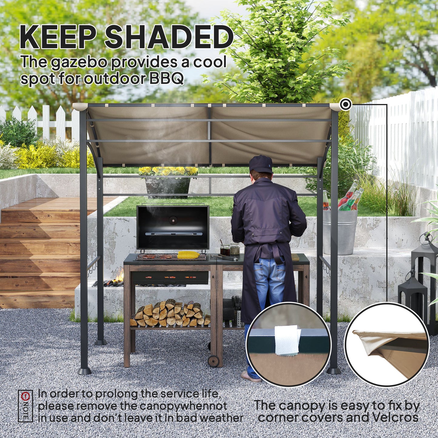 2.2 x 1.5 m BBQ Grill Gazebo Tent, Garden Grill with Metal Frame