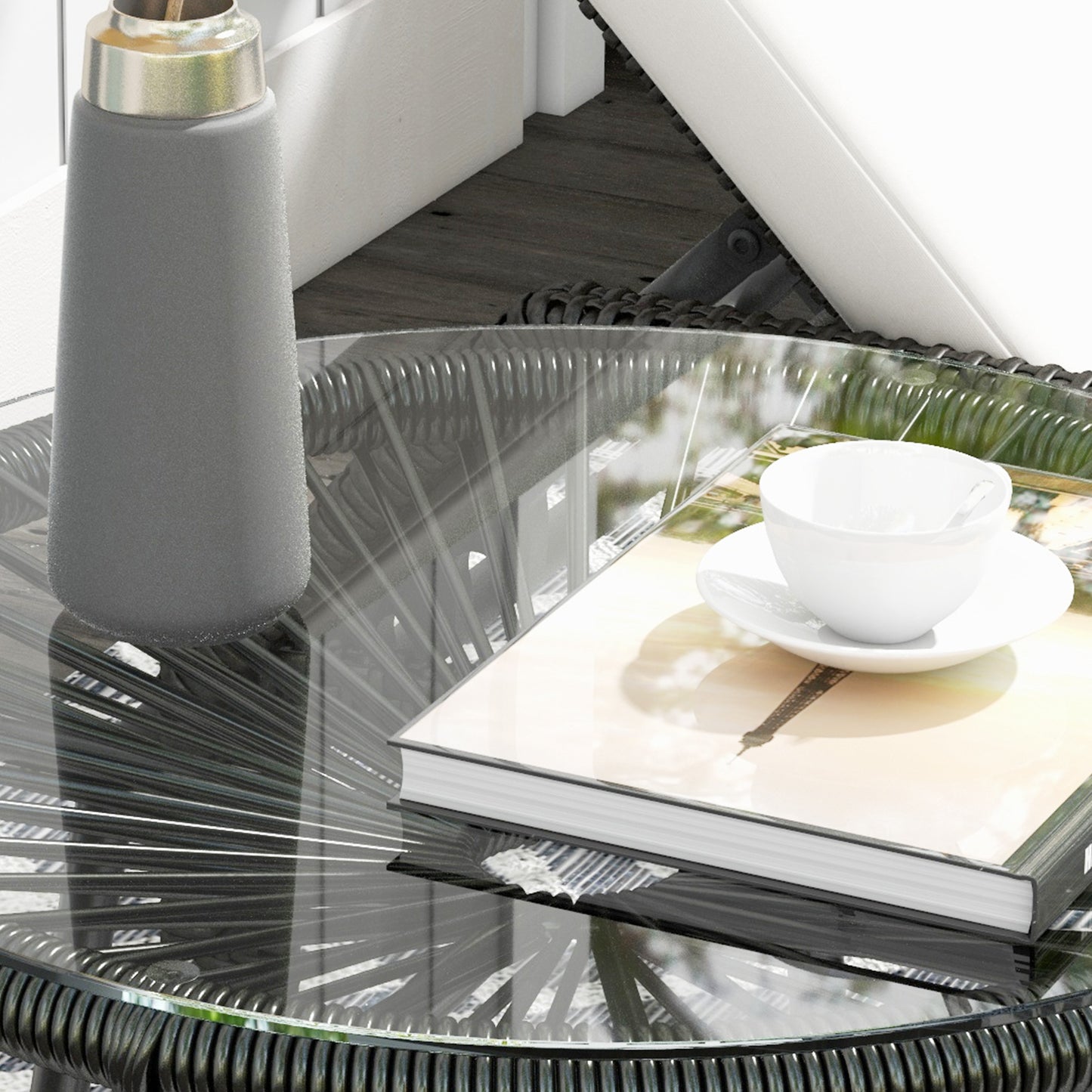 Rattan Side Table, Round Outdoor Coffee Table